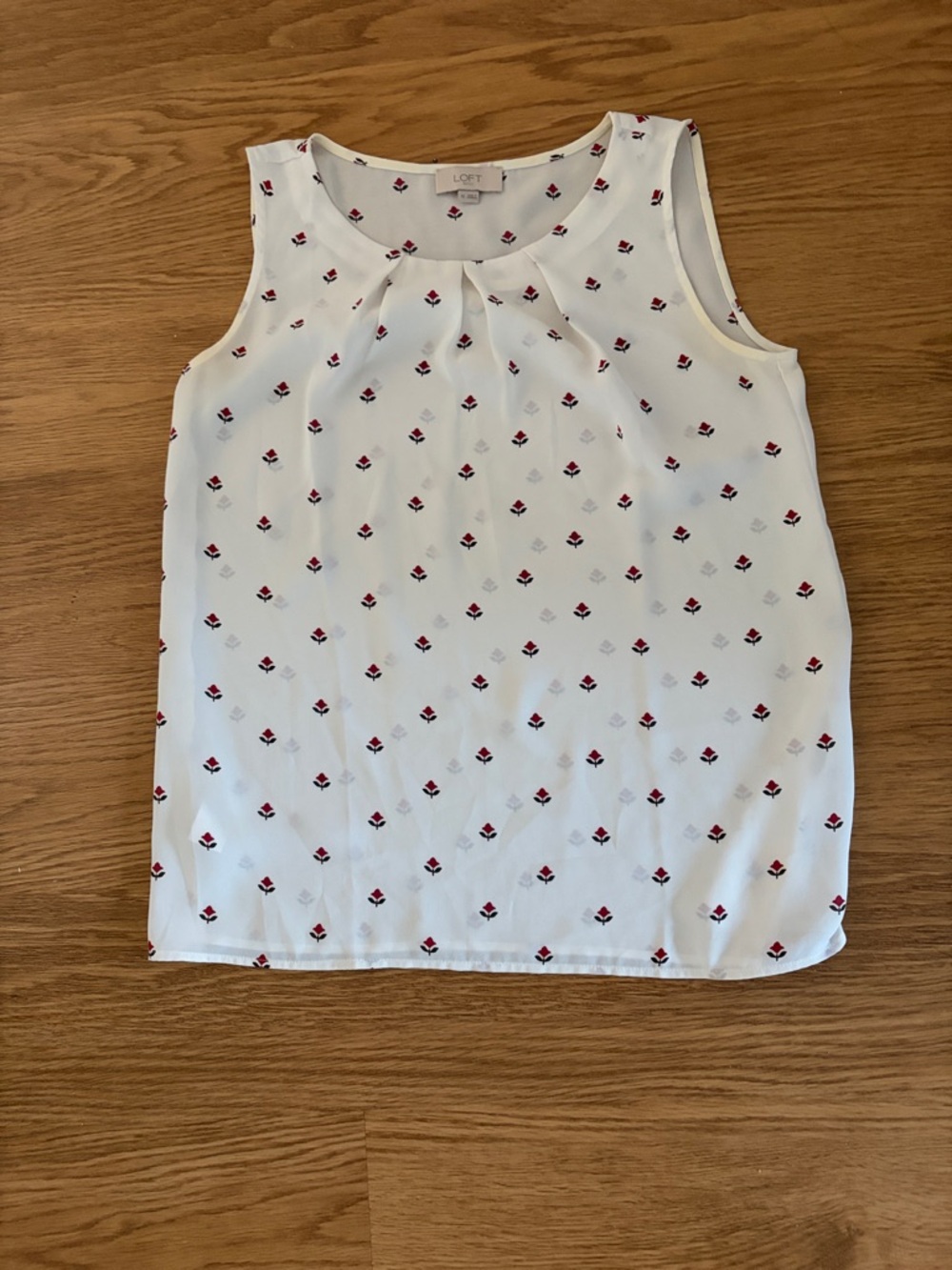 Loft White Floral Blouse Shell
